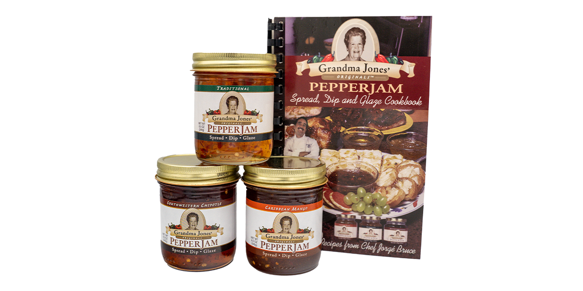 Pepper Jelly Three Pack (three 8 oz jars) + Cookbook