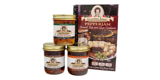 Pepper Jelly Three Pack (three 8 oz jars) + Cookbook